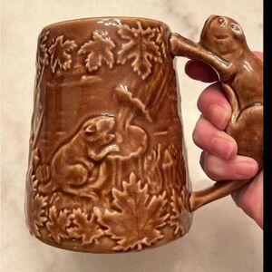 Shafford Mojolica 1950 Handpainted Beaver Steins Tankard Mug RARE